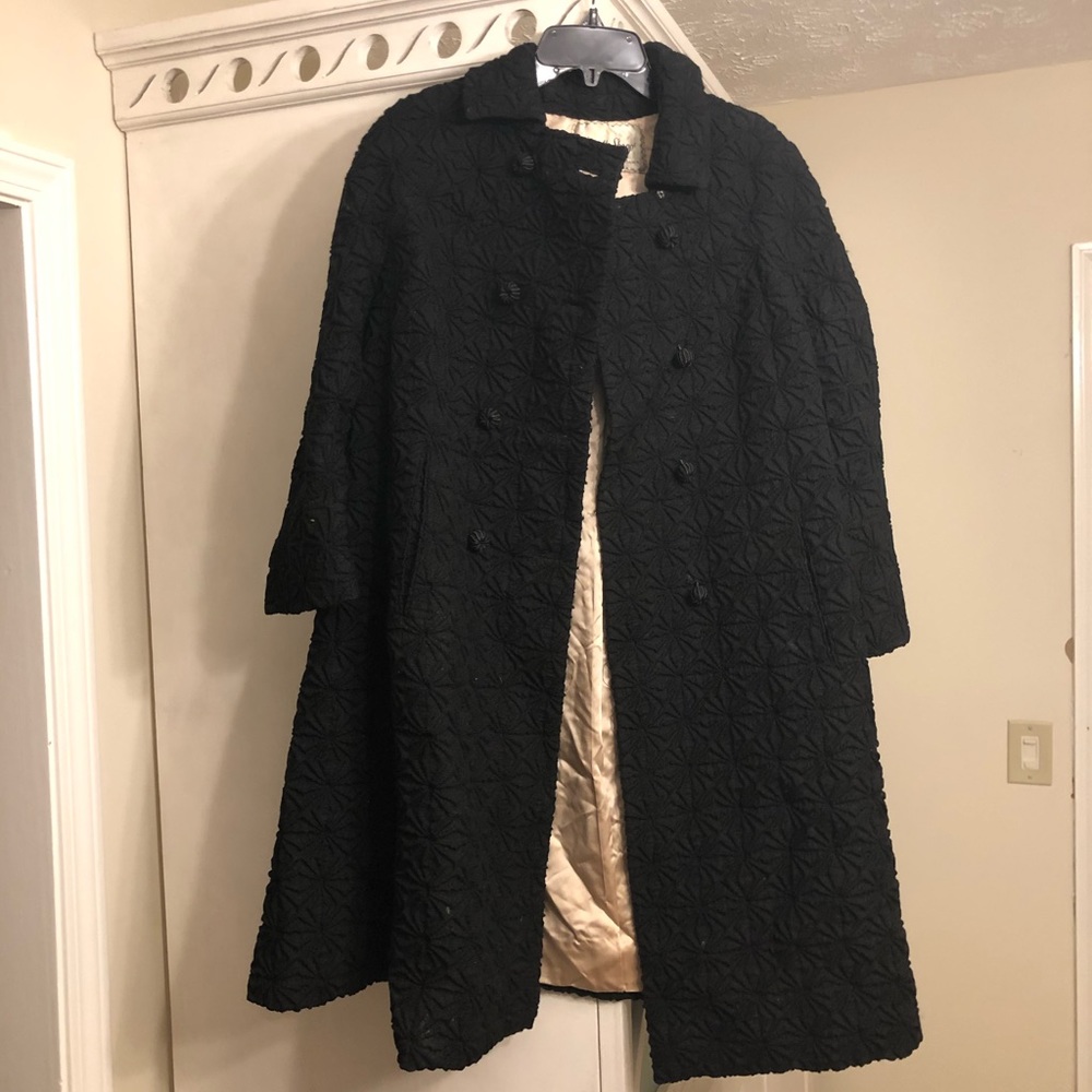 Vintage Black 3/4 Sleeve Dress Coat